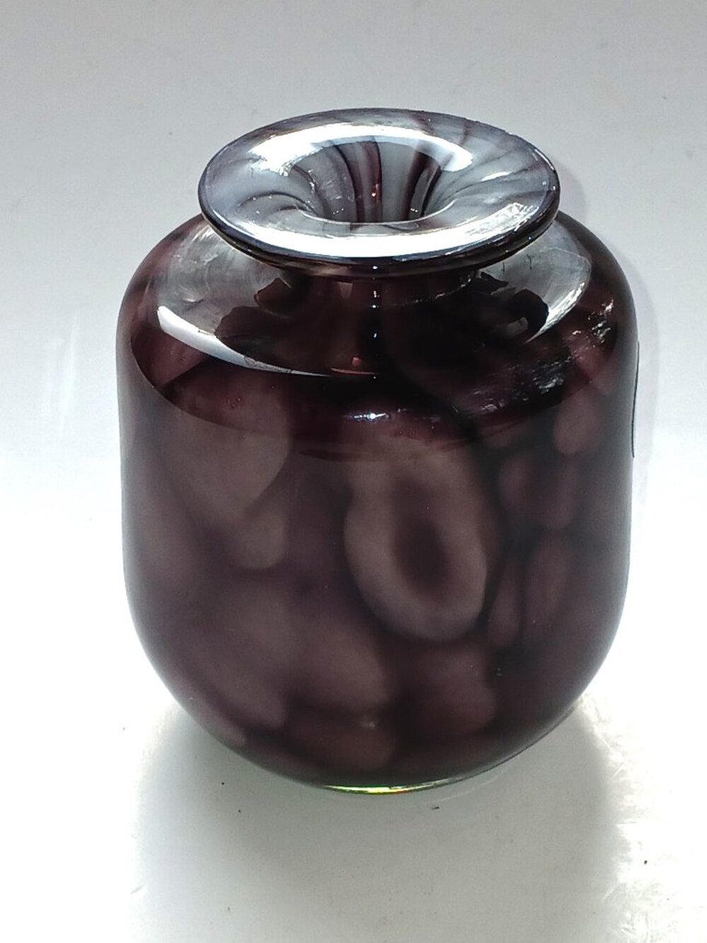 Amethyst Art Glass VTG Hand Blown Artist Signed MTARFA Malta Small Vase